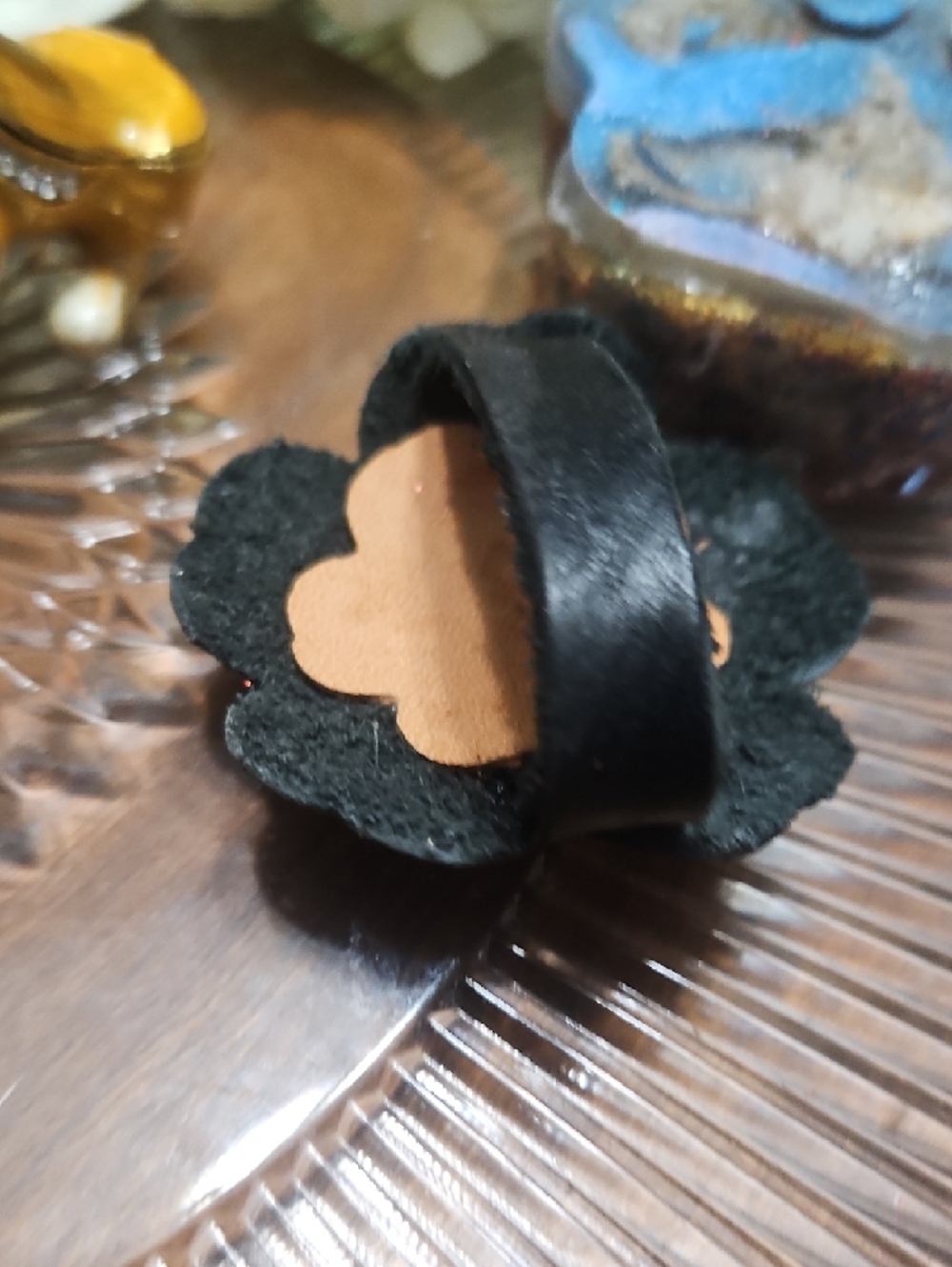 Hand Crafted Genuine Leather Flower Dog Collar Charm NEW - Picture 6 of 10